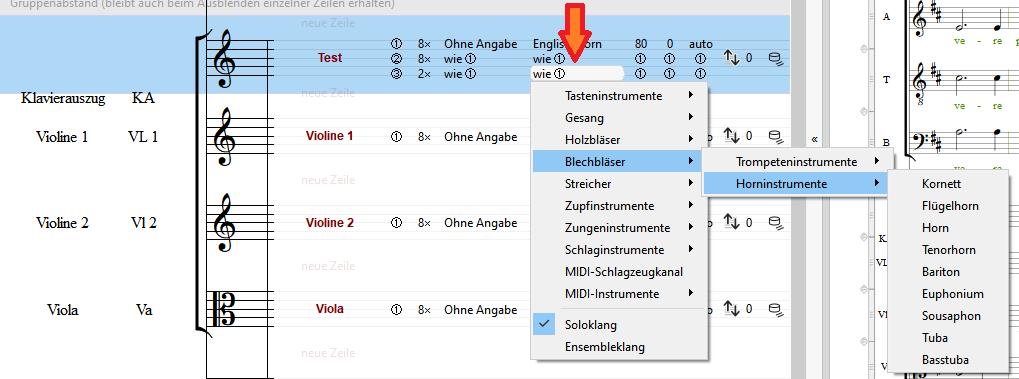 Registerkarte "Klang"